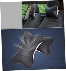 Almohada cervical para coche, de diseño ergonómico, transpirable, con soporte cómodo, adecuada para usar en coches, durante viajes y en casa, color negro. - 1 - Ver 4