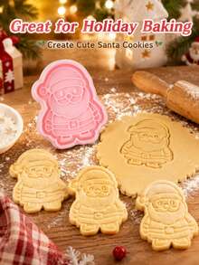 1pc Santa Figure Cookie Cutter Cute Holiday Baking Mold DIY For Biscuit Cake Decorating Xmas Home Kitchen Party Pastry Making Accessory Supplies - View 3