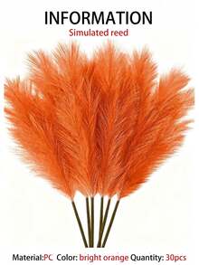 10/20/30/40pcs Artificial Reed Grass Bouquet, Suitable For Home, Autumn, Halloween, Room, Wedding, Bathroom, Wall, Living Room, Office And Christmas Decoration; Also Perfect For Valentine's Day, Back To School, Party And Faux Plants (Orange) - Bright Orange - View 13