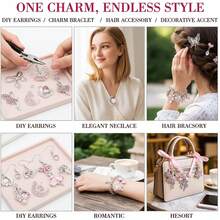 5/20pcs Silvery Plated Pink Rhinestone Charms Ballerina Fairy Butterfly Bear Moon Star Bow Shell Pendant For DIY Necklace Earring Jewelry Making - Pink - View 6