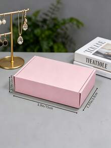 Foldable Corrugated Gift Box With Lid, Multiple Colors, Mailing Box For Shipping Packaging, Cardboard Gift Box, Suitable For Birthday, Wedding, Party, Holiday, Small Business Packaging - Pink - View 6
