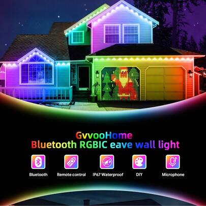 Outdoor Smart Eaves Lights - RGB+IC Dreamy Atmosphere Lights, Smart Roof Lights, APP Controllable, With Remote Control, Timer - Suitable For Eaves, Walkways, Ceilings - Perfect For Halloween, Christmas, Birthday, Wedding And Other Holiday Decorations