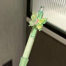 6/12pcs Macaron Color Butterfly Decor Click Neutral Pens, 3D Butterfly Flower Ornament, Playful Eye-Catching Macaron Gradient Pen Body For Writing - Multicolor - View 11