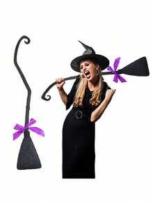 Halloween Witch Broom Decoration Cosplay Costume Plastic Witch Magic Broom Prop - Multicolor - View 11