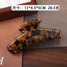 1件高端水鑽醋酸髮夾 11cm/9cm 大號髮夾，玳瑁色簡約設計 精緻復古後腦盤髮用 - 彩色 - 查看 14