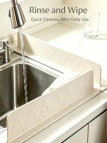 1pc Kitchen Faucet Splash Guard Silicone Mat, Green And White Optional, Sink Countertop Anti-Stain Drainage Pad, Anti-Water Accumulation Waterproof Design, Easy To Wipe Surface, Suitable For Kitchen Sink Faucet And Cookware Area - View 3