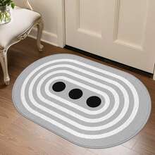 1pc Oval Flannel Doormat, Soft Comfortable Absorbent Non-Slip, Machine Washable With Non-Slip Backing, Suitable For Entrance, Living Room, Bedroom, Kitchen, Bathroom, Laundry Room, Patio, Entryway, Multi-Functional Floor Mat For Holiday Decoration - Multicolor - View 6