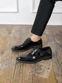 Men's Formal Thick Sole Height Increasing Lace-Up Derby Shoes Red Bottom British Style Wedding Bride Business Casual Commute Men's Shoes - Black - View 11