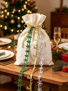 2pcs/1pc Christmas-Themed Decorative Ribbon For Gift Wrapping-Suitable For Christmas Parties, Christmas Tree Decorations, Themed Parties, Thanksgiving, New Year's, Christmas Party Favors, Holiday Parties, And Festive Scene Decorations. - One Size Fits All - View 6