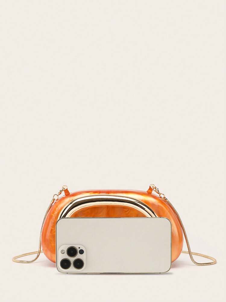 Orange Acrylic Crossbody Shoulder Bag Phone Key Coin Purse Women's Gift Bag Party Wedding Evening Dress Bag - Orange - View 8