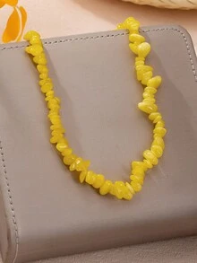 1pc Asymmetrical Geometric Crushed Stone Beaded Necklace, Suitable For Beach, Vacation, Party, Banquet And Daily Wear - Necklace - View 8