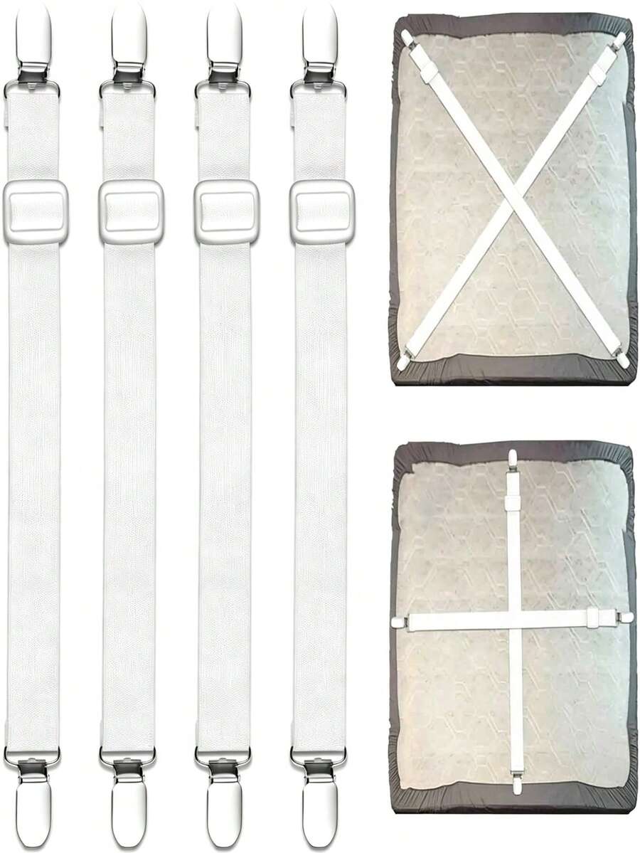 4pcs Adjustable Bed Sheet Clips, Bed Sheet Clips With Metal Clamps, Suitable For Mattress, Ironing Board Or Sofa Bed Sheet, Heavy Duty Bed Corner Sheet Clips With Lock, Non-Slip Bed Sheet Clips, Bed Frame Stabilizer
