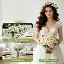 40PCS Starry Sky Simulation Flowers, Loose Starry Sky Simulation Flowers Real Touch Gypsophila White Fake Flowers For Wedding Bouquet Party Floral Arrangement Home Garden Decor - White - View 6