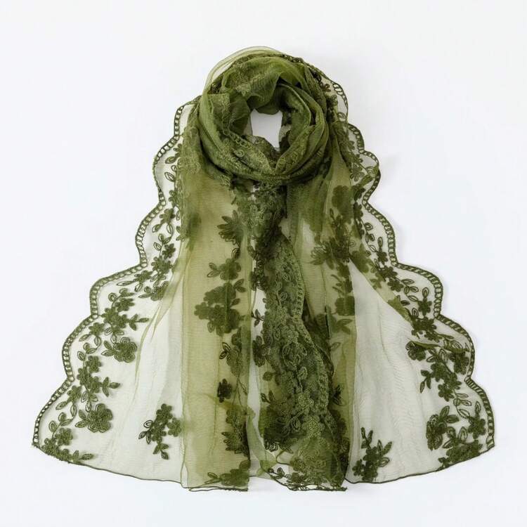 1件優雅女款純色蕾絲刺繡花卉頭巾，奢華波希米亞風頭巾/披肩，適合日常穿著、婚禮、夏季海灘度假 - 彩色 - 查看 20