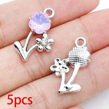5/20pcs Silvery Plated Purple Rhinestone Charms Dolphin Shell Star Heart Butterfly Owl Pendant For DIY Necklace Earring Jewelry Making Findings - Mauve Purple - View 18
