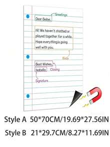 OBOVAY 1 Set/30pcs/1PC Magnetic Dry Erase Whiteboard Sticker, White Laminated Writing Surface With Blue Horizontal Lines And Red Vertical Lines Design, Magnetic Installation, No Drilling Required, Can Be Attached To Refrigerator, Metal Cabinet, Magnetic Whiteboard, Supports Repeated Writing And Erasing, Suitable For Teaching, Course Explanation, Homework Tutoring, Meeting Minutes, Work Plan, To-Do List, Schedule, Study Notes - Multiple Styles - View 8