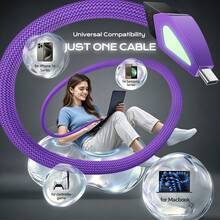 Kabel Pengisian Cepat Jalinan Magnetik Tzlrxl, Tahan Lama & Bebas Kusut, Tersedia Berbagai Pilihan Warna untuk Ponsel, Tablet & Laptop - Hijau - View 6