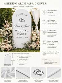 Customized Wedding Arch Fabric Decor Cover, Personalized Photo/Name/Date/Text, Polyester Double-Sided Elastic Backdrop, Party Decoration, Wedding Welcome Sign, Bridal Shower Gift, No Power Required, Suitable For Wedding, Birthday, Party - Multicolor - View 2