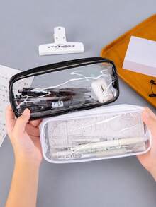 Summer Transparent Pencil Case Set, Transparent Pencil Box With Zipper PVC Waterproof Makeup Storage Bag, Perfect For Summer, Back To School, Teacher's Day, Graduation, Birthday, Hall - Multicolor - View 4