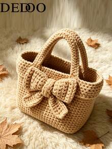 Dedoo 2026 New Handbag, Hand-Woven Bow, Macaron Color, Fashionable And Minimalist - Khaki - View 6
