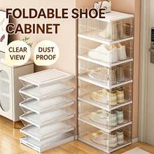 Lifevilion 12 Slots Transparent Shoes Cabinet Thickened Foldable Sneaker Shoe Organizers Stackable Dustproof High-Top Box Shoe Rack Shelf - Multicolor - View 2
