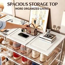 Lifevilion 12 Slots Transparent Shoes Cabinet Thickened Foldable Sneaker Shoe Organizers Stackable Dustproof High-Top Box Shoe Rack Shelf - Multicolor - View 5