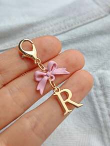 1PC New Elegant Pink Bow Key Chain, Cute English Letter Bow Keychain, Suitable For Women's Daily Use, Gift For Mom, Women's Bag DIY Backpack Pendant Charm Accessory, Wedding And Birthday Gift - Multicolor - View 26