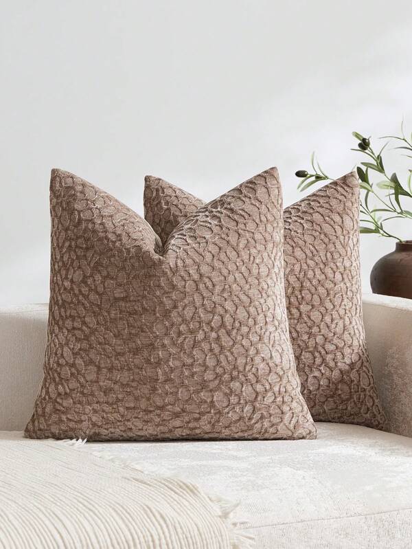 1pc/2pcs (No Insert) Melon Pattern Cushion Cover, Fashionable Vintage Comfortable 3D Fruit Texture Chenille Pillowcase, Suitable For Daily Home Decor, Sofa, Bed, Bedroom, Gift, Holiday Decoration, Spring Summer Autumn Winter, All Seasons