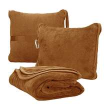 2-In-1 Travel Blanket & Neck Pillow, Soft Textured Foldable, With Luggage Strap And Backpack Clip For Easy Carrying, Suitable For Airplane, Car, Camping And Office Nap, Size 150x100cm, Multiple Colors, Perfect Travel Gift - Multicolor - View 19