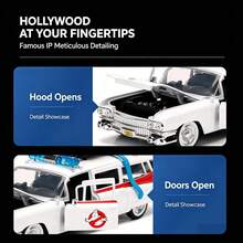 Simba Jada Toys Hollywood Rides Ghostbusters ECTO‑1 1:24 Scale Die‑Cast Vehicle, White Collectible Display Toy For Movie Fans & Hobby Collectors - Multicolor - View 6