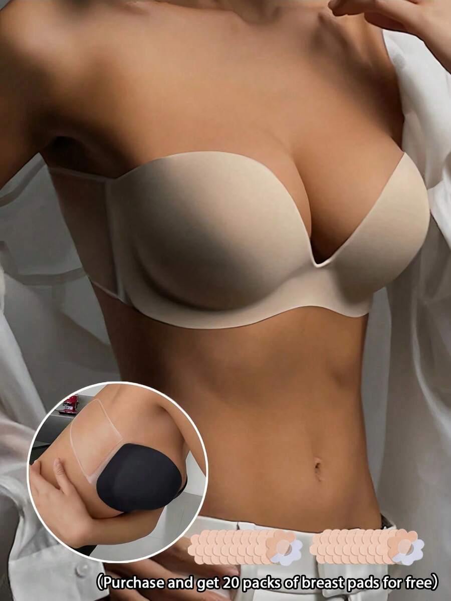 1pc Women's Invisible Adhesive Bra Lift Tape, Strapless Backless Bra Enhancer, Prevents Sagging & Visible Lines (Purchase And Get 20 Packs Of Breast Pads For Free)