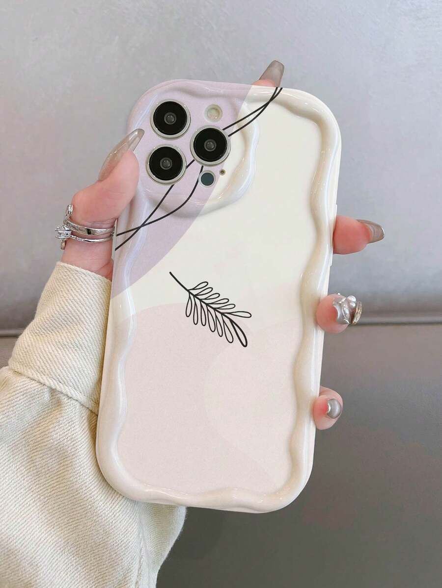 1pc TPU Leaf Color Block Camera Protection Anti-Drop Phone Case, Minimalist Cute Style, Compatible With IPhone 11/12/13/13 Pro Max/14 Pro Max/15/15 Pro/15 Plus/15 Pro Max/16 Pro Max/17/17 Pro/17 Pro Max/18/18 Pro/18 Pro Max And Series