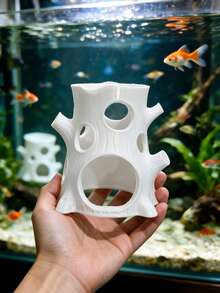 3D Printed White Tree Stump Hideout, Aquarium Fish And Shrimp Hiding Cave Shelter, Aquarium Decoration, Suitable For Betta Fish, Guppy, Tropical Fish And Shrimp, Provides Hiding And Breeding Space, Fish Tank Decor, Aquarium Landscape Ornament - A - View 5