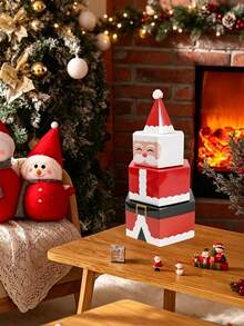 1pc Santa Claus Hexagonal Stackable Box - Suitable For Christmas Party Home Decor, Christmas Gift Packaging, New Year Party, Christmas Souvenirs, New Year Party, Winter Theme Party, Etc. - One Size Fits All - View 6