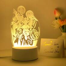 1pc Acrylic LED Night Light, Religious Theme - USB Powered, Warm White Light, Suitable For Bedroom - Button Control, Non-Changing Color Light, Perfect For Ramadan, Thanksgiving, Valentine's Day, Christmas And Graduation Events - Warm white light - View 2