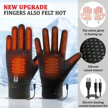 USB Heated Gloves, Warm Winter Gloves, Knitted Gloves, Available In Two Styles: Back Of Hand And Fingers Heating, Or Only Palm And Back Of Hand Heating. Perfect As A Warm Winter Gift For Parents And Friends. - Black - View 1
