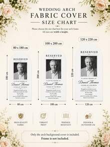 客製化婚禮拱門布藝裝飾套，可客製照片/姓名/日期/文字，聚酯纖維雙面彈性背景布，派對裝飾，婚禮歡迎牌，新娘婚前派對禮物，無需電源，適用於婚禮、生日、派對 - 彩色 - 查看 5