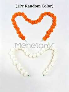 MEHELANY 6/3/1pc Orange & White Artificial Marigold Wreath, Plastic Faux Flower Autumn Hanging Decor, Suitable For Day Of The Dead, Diwali Party Decoration, Graduation Ceremony, Photo Backdrop, Wall Decor, Outdoor Garden, Patio Decoration - Orange White - View 8