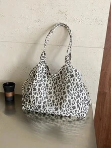 韓式時尚大容量復古通勤單肩包 慵懶豹紋托特包 女款手提包 新款 - 彩色 - 查看 14