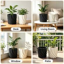 Spiral Rippled Flower Pot, Modern Minimalist Textured Succulent Planter, Suitable For Living Room, Window, Patio, Office Decoration, Beautiful Desktop Vase - Flower Pot - View 9