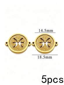 1/5pcs Zodiac Connector Pendant, 18K Gold Plated 304 Stainless Steel Double Hole Zodiac Pendant, Non-Fading DIY Jewelry Accessories - Zodiac Connector Ring - View 15