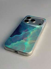 1pc Neon Nebula Starry Fluid Pattern Design Phone Case, Compatible With Phone 17 Pro Max, 16 Pro Max, 15 Pro Max, 14 Pro Max, Korean-Style High-End Fashion Fun Phone Case, Suitable For 11/12/13/14/15/16 Pro Max Plus, Elegant Design For Men And Women, Perfect Gift For Girlfriend On Christmas, Valentine's Day, Easter, Wedding Season And Birthday! - Multicolor - View 4