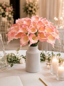 1/6/12/20Pcs PU Pink Artificial Calla Lily Flowers,Realistic Faux Calla Lily Bouquet, No Vase, For Home Table, Wedding, Indoor Outdoor, Garden, Party Decor Floral Arrangement - Baby Pink - View 8