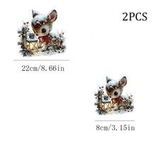 1/2/3pcs Snow Lantern Bow Deer Heat Transfer Iron-On Patch, Winter Christmas Deer Lantern Iron-On Sticker, DIY Decoration For T-Shirt, Sweatshirt, Pillow, Tote Bag - Multicolor - View 3