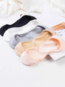 chuanwa（2） 1/5/10 Pairs Solid Color Invisible Boat Socks Women Summer Shallow Mouth Ultra-Thin Breathable Silicone Non-Slip Comfortable Daily High Heels Socks - Multicolor - View 7