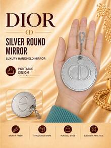 Dior 迪奧銀色圓形化妝鏡7.5cm，清晰鏡面搭配掛扣，可掛包便攜補妝，禮盒包裝適合送禮 - 銀色 - 查看 3
