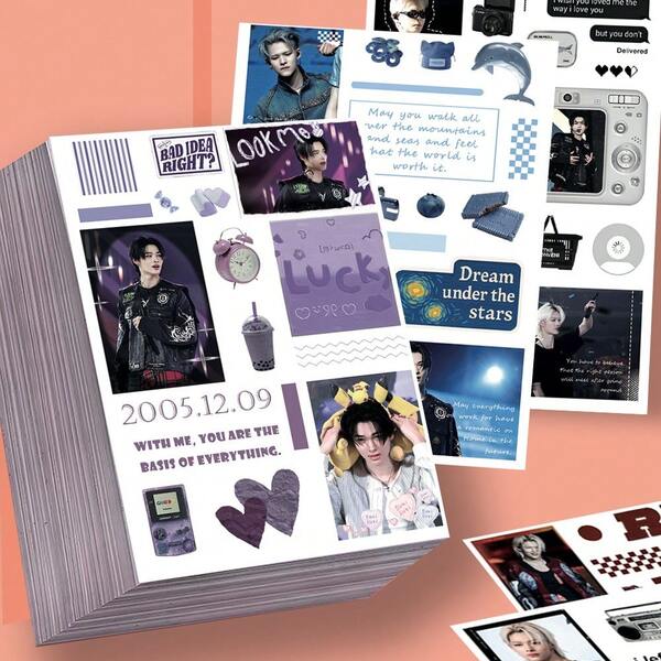 8pcs Nishimura Cut Film Stickers, Korean Style Graffiti Ins-Inspired Collage Material, Waterproof Stickers