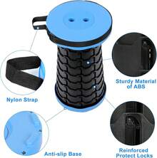 Taburete Plegable Telescópico VOLIXOD, Taburete Portátil y Retráctil para Adultos, Asientos Plegables Mejorados con Capacidad de Carga de 550 libras, Taburetes de Camping para Adultos - Azul - Ver 7