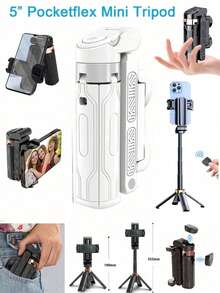 Pocketflex Mini Tripod, Aluminum Alloy Material, 360° Flexible Rotation Selfie Stick, One-Button Switch, 3-In-1 Phone Tripod, Retractable Handle, Detachable Remote Control, Pocket-Sized, Ultimate Travel Photography Gear - Multicolor - View 7