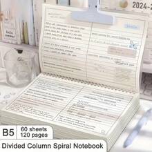 1PC Minimalist Spiral Bound Notebook, Dual-Column Partitioned Inner Pages Diary, Thick Beige Writing Paper, Sturdy Metal Spiral Binding, Neat Partitioned Lined Inner Pages, Smooth Non-Bleeding Writing Surface; Multi-Functional Academic Note-Taking Notebook; Stationery Suitable For Classroom Notes, Exam Preparation, Knowledge Point Organization, Manuscript Drafting, Self-Study Planning; Suitable For Back To School, Graduation, Thanksgiving, Christmas, New Year, Birthday, Teacher's Day, Housewarming And Other Practical Holiday Gifts; - Multicolor - View 13